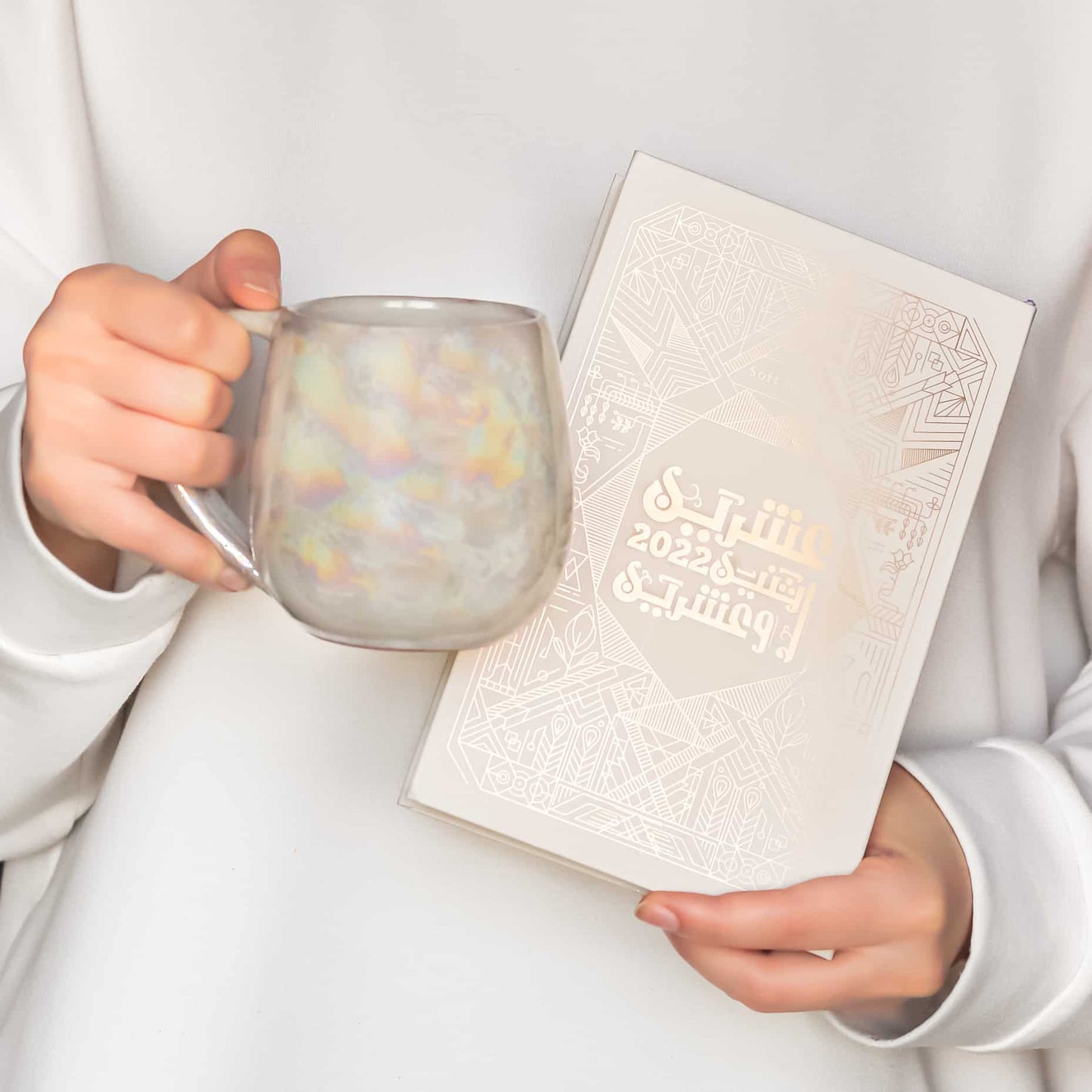 Beige Rainbow Colors Curvy Mug