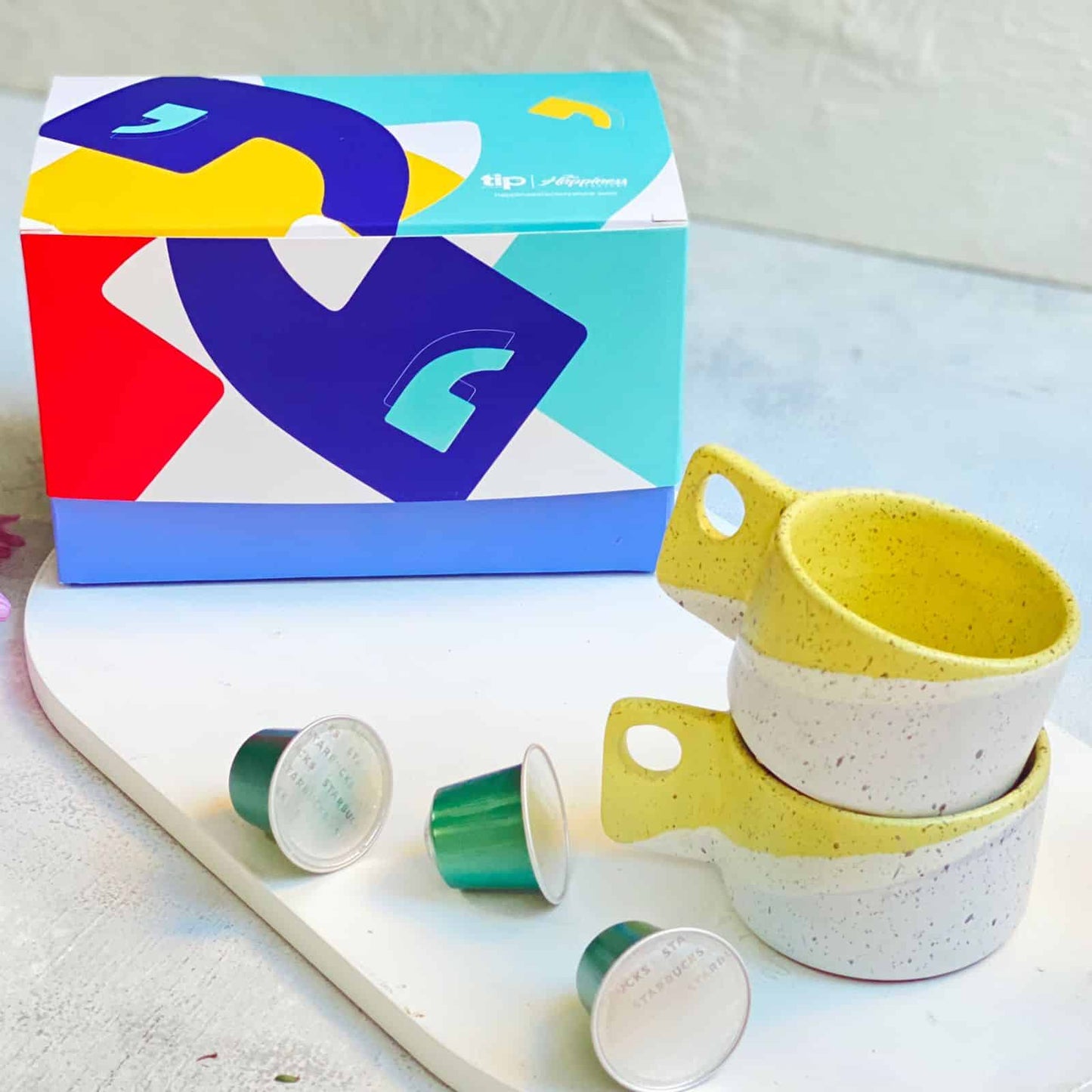 2 yellow Espresso cup