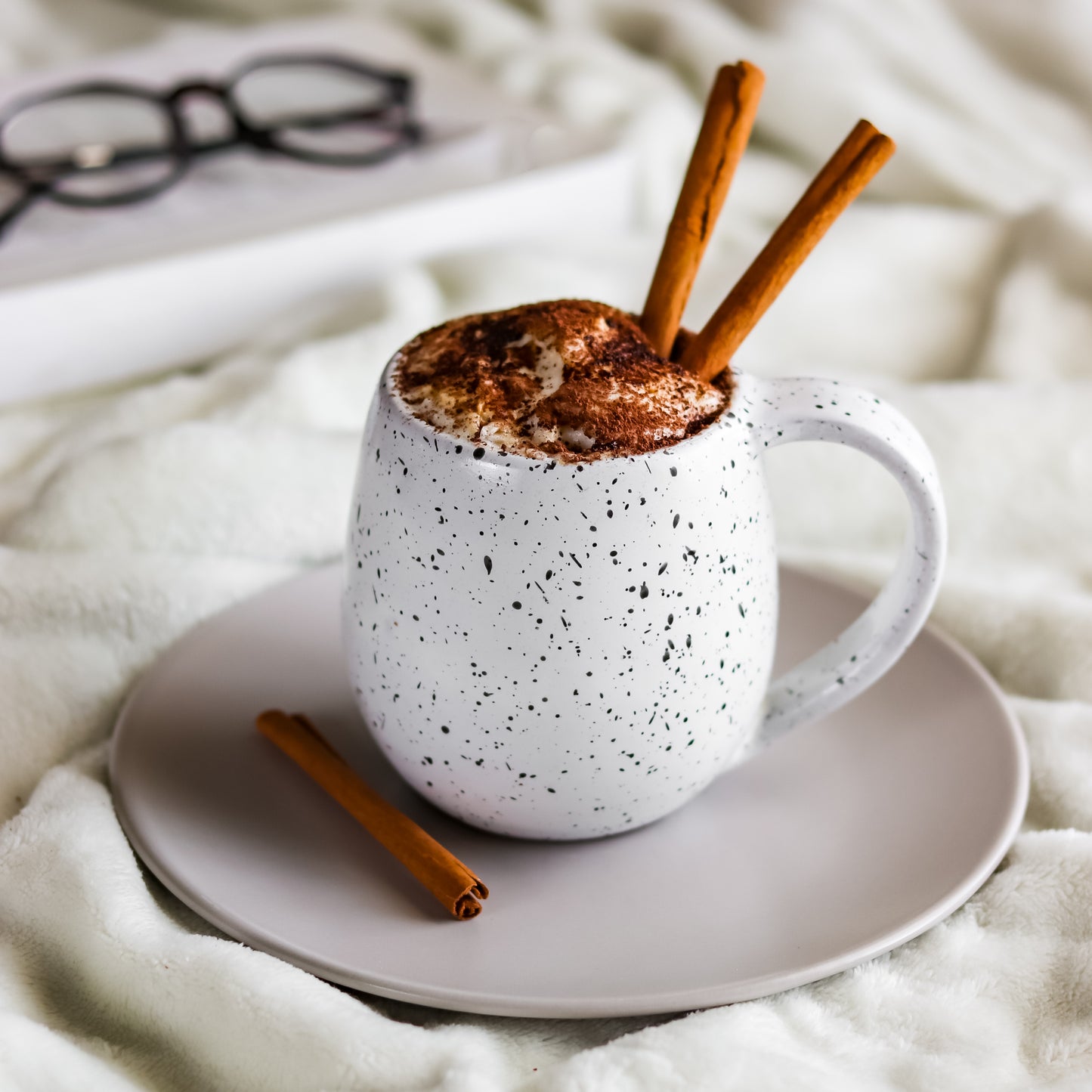 White Black Dots Curvy Mug