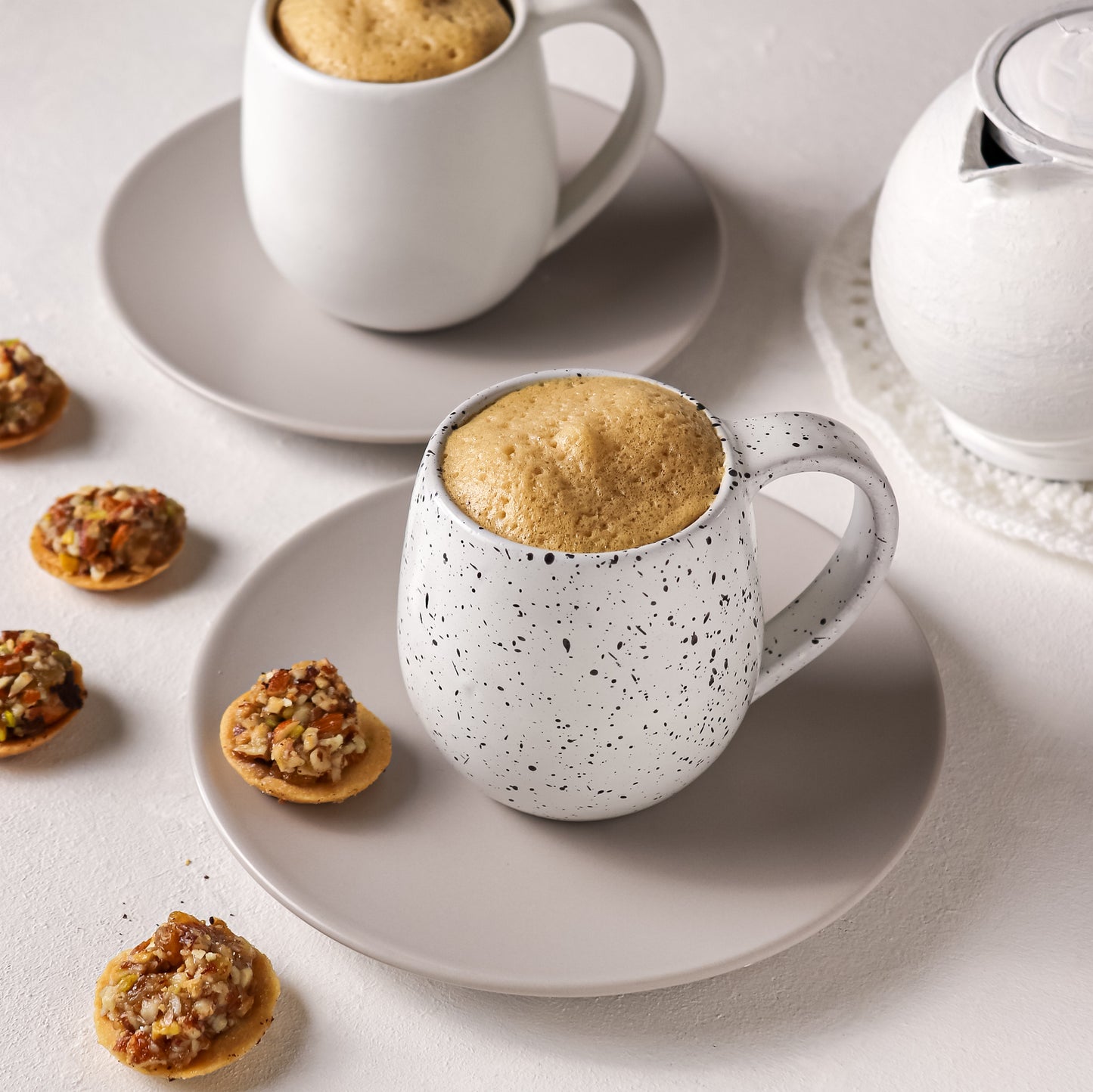 White Black Dots Curvy Mug