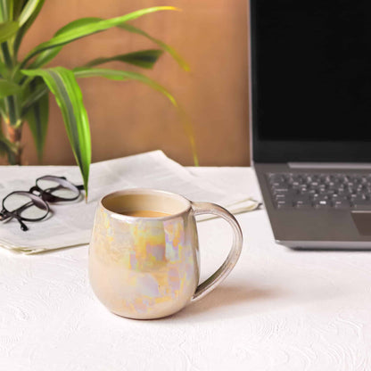 Beige Rainbow Colors Curvy Mug
