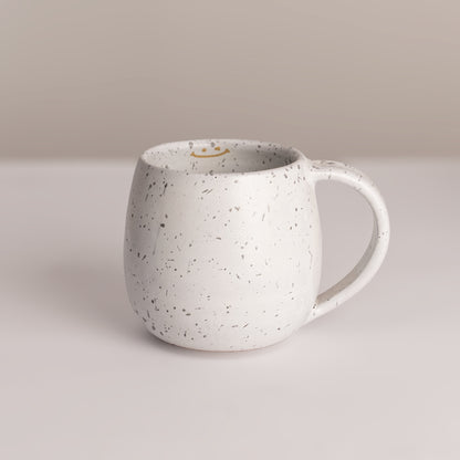 White Black Dots Curvy Mug